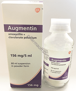 Augmentin (Amoxicillin trihydrate + Potassium clavulanate) 165 mg / 5 ml, 60 ml powder 1 bottle