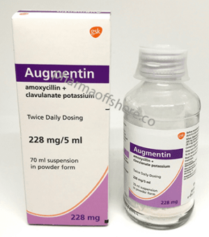 Augmentin 228 mg/5 ml (Amoxycillin + Clavulanate potassium) 70 ml  Powder Bottle