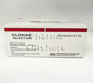 Clonac injection 75 mg, 10 amps x  3 ml